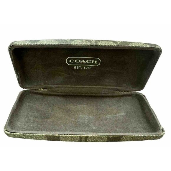 Coach Hard Shell Eye Glass Case Signature Brown Logo 6.25" x 2.75" x 1.5" - Picture 7 of 7